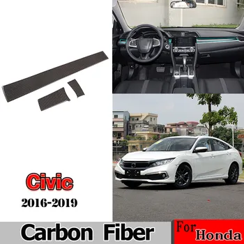 

For Honda Civic 2016-2019 Real Carbon Fiber 3D Sticker Central Control Instrument Decoration Cover Trim Interior Car Accessories