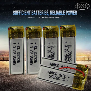 

10pc 90mAh 3.7V 350926 Lithium Polymer Rechargeable Battery For MP3 MP4 MP5 GPS DVD tablet Bluetooth camera Lipo cell