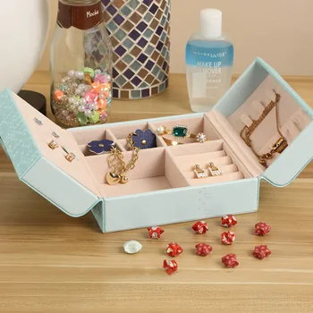 

Casseg Korea jewelry storage box leather sweet small fresh jewelry box new make-up box custom made