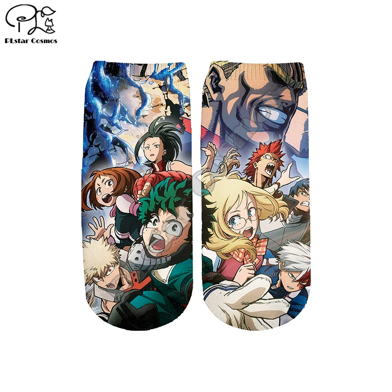 PLstar Космос Прямая ; ; аниме «Мой герой красочные Новая мода 3DfullPrint Для женщин/мужчин/для мальчиков и девочек, короткие носки S-3