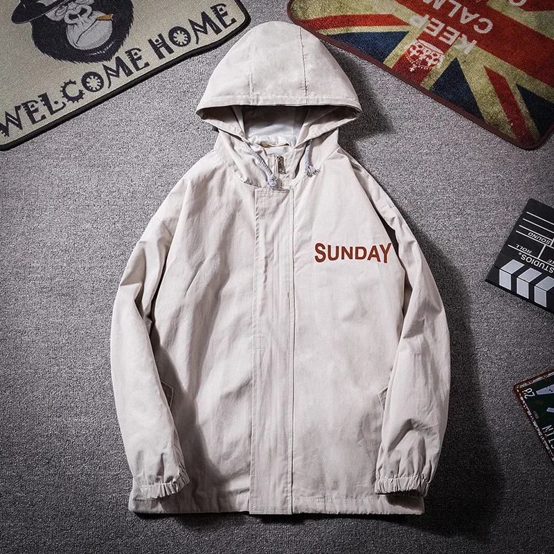 Мужская Осенняя джинсовая куртка с капюшоном и буквенным принтом мужская