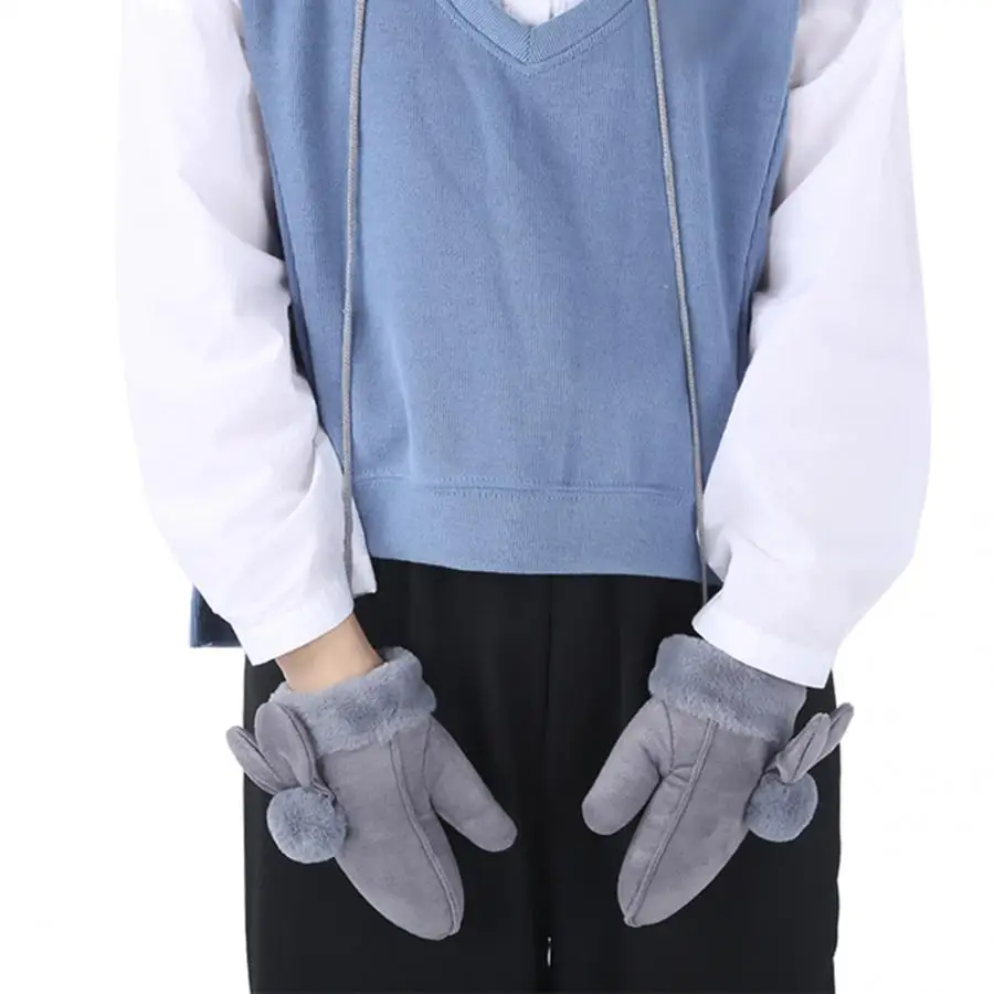 Новые портативные Зимние Замшевые ветрозащитные Детские милые теплые перчатки с ремешком на шее для детей