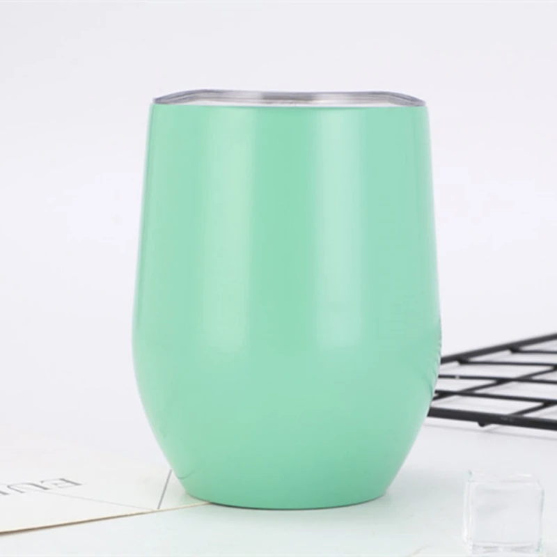 12 унций изоляционная чашка из яичной скорлупы, двойная чашка из нержавеющей стали, кофейная чашка в форме яичной скорлупы, посуда для напитков, горячая распродажа - Цвет: Светло-зеленый