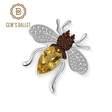 GEM'S BALLET 3.04Ct натуральный цитрин драгоценный камень хорошее ювелирное изделие 925 пробы серебряные броши в виде пчел для женщин насекомые булавки и броши