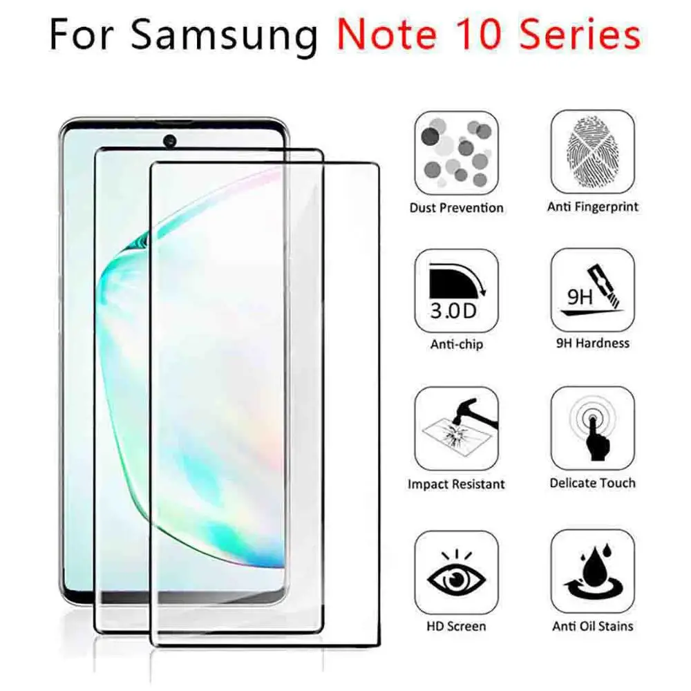 MNYCXEN 9D изогнутое закаленное стекло для samsung Galaxy Note 10+/Plus 6,8 дюймовый защитный экран для samsung Galaxy Note 10 Plus - Цвет: 2 pcs