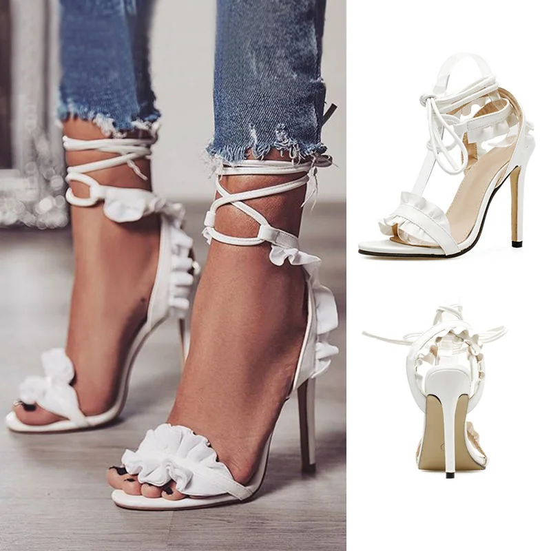 

Spring Hot Women Pumps Sexy High Heels Women Shoes Lace Up Women Heels Women Sandals Stiletto Ladies Shoes Plus Size 42 43