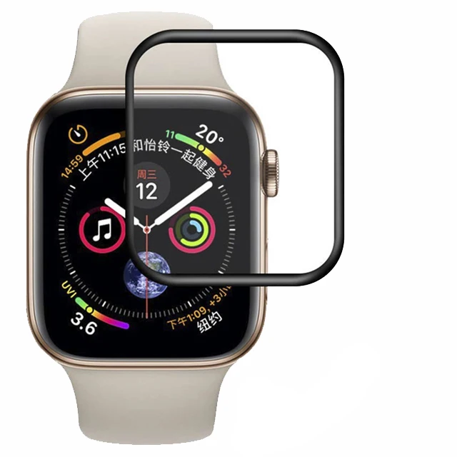 black 3D полное покрытие из закаленного стекла для Apple Watch Series 4 3 2 1 Защитное стекло для экрана 38 мм 42 мм 40 мм 44 мм - Цвет ремешка: black