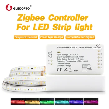 

zigbee led strip light work with alexa echo puls rgb/rgbw/rgb+cct warm white 24V Zigbee controller smart phone control LED light