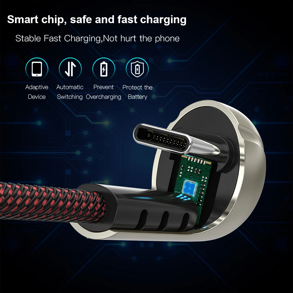 KEYSION, металлический нейлоновый кабель usb type-C, usb type-c, игровые кабели для Xiaomi, huawei, Oneplus, 3.1A, type-c, быстрый провод, кабель для samsung, LG