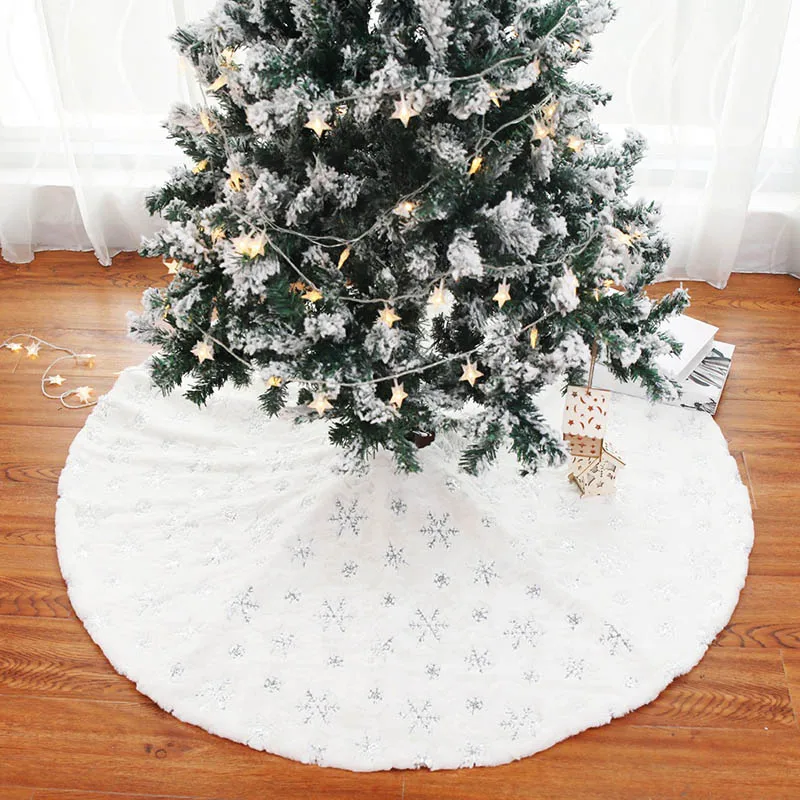Новинка 90 см 122 см Красивая Белая елка юбка с вышивкой Снежинка Рождественская елка украшение для дома счастливый год