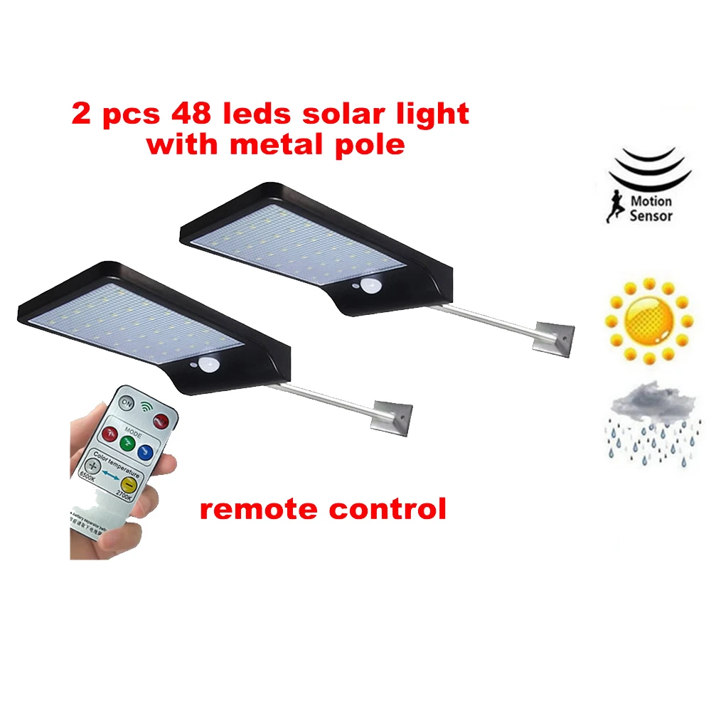 

2/4pcs PIR Motion Sensor Solar Light Outdoor Garden Light 48 LEDs Solar Power Pathway White Wall Lamp Waterproof Security Solar