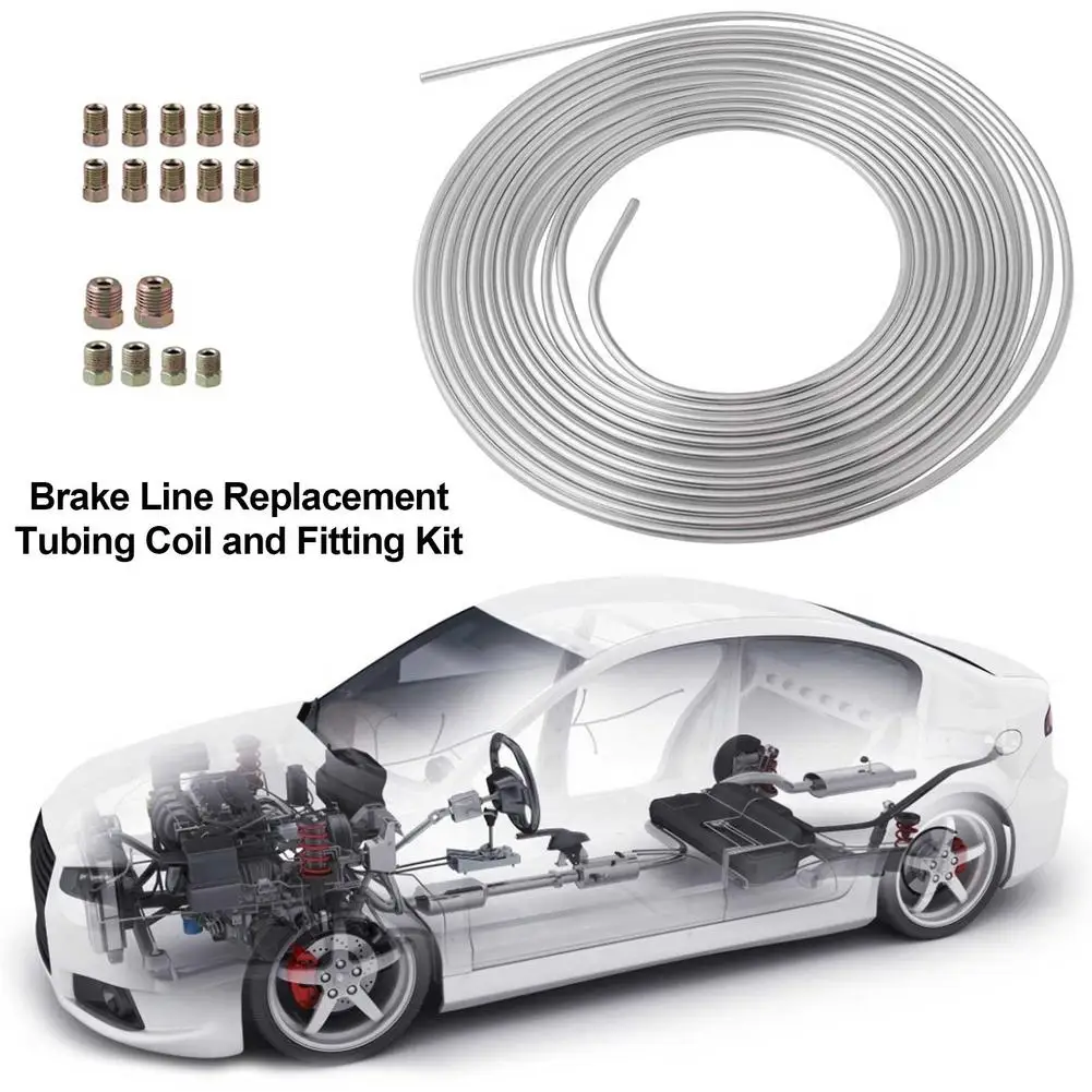 Universal Brake Line Replacement Tubing Coil And Fitting Kit Brake Line Pipe Stainless Steel Anti-rust Resistant High Quality Ho