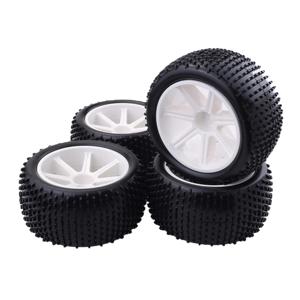 Pack of 4, 11cm Outer Diameter RC Buggy Car Tires, 12mm Wheel Rim for 1/10 HSP Hongnor ZD Racing LRP Crawler Model Cars