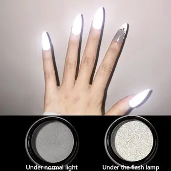 

1Box Reflective Nail Glitter Powder Shiny Dust Glow In The Dark For Bar Disco Sparkling Pigment Fluorescent Nail Art Decorations
