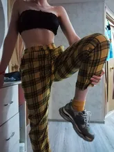 Plaid Pants Trousers Joggers Harajuku Women Streetwear Korean-Style Plus-Size Autumn