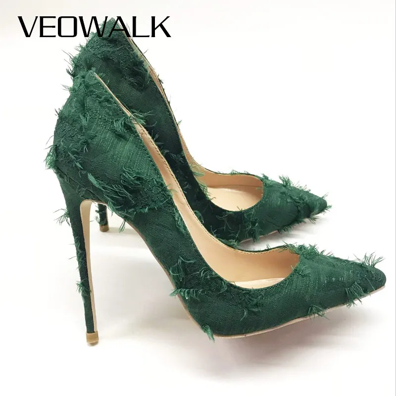 Veowalk женские потертые парусиновые туфли на высоком каблуке с кисточками модные