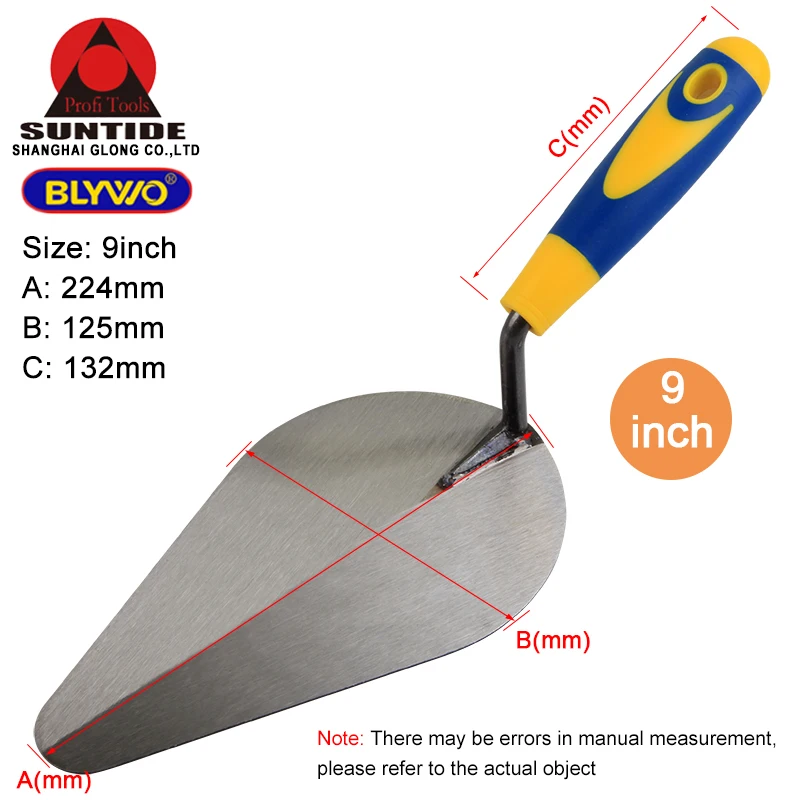 Margin Trowel 9 inch with Comfort Plastic Handle for Hand Tools DIY Bricklaying Trowel