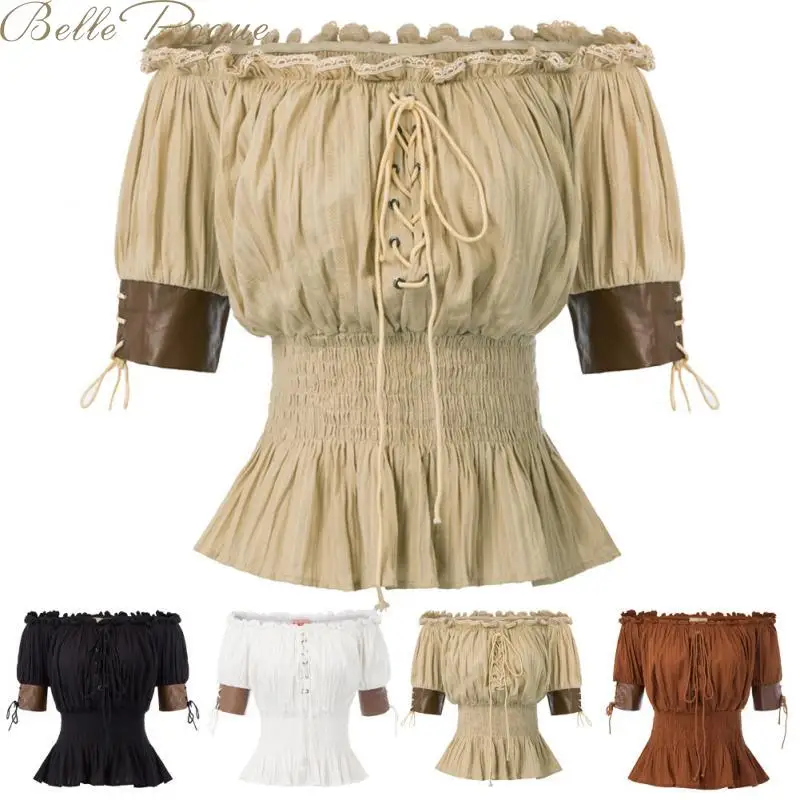 

Belle Poque Steampunk Style Tops & Tees Women T Shirt Off Shoulder Vintage Gothic Tops Half Sleeve Casual Retro Women Shirt