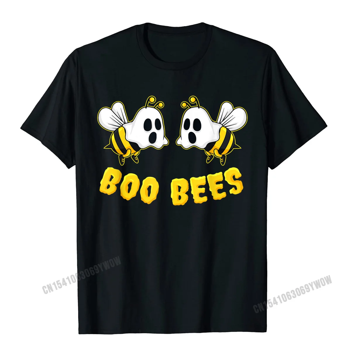 PersonalizedCasual Short Sleeve T Shirt Fall High Quality Crew Neck 100% Cotton Fabric T Shirts Mens T-shirts Birthday  Halloween Boo Bees Ghost Matching Couples Family Funny T-Shirt__666 black