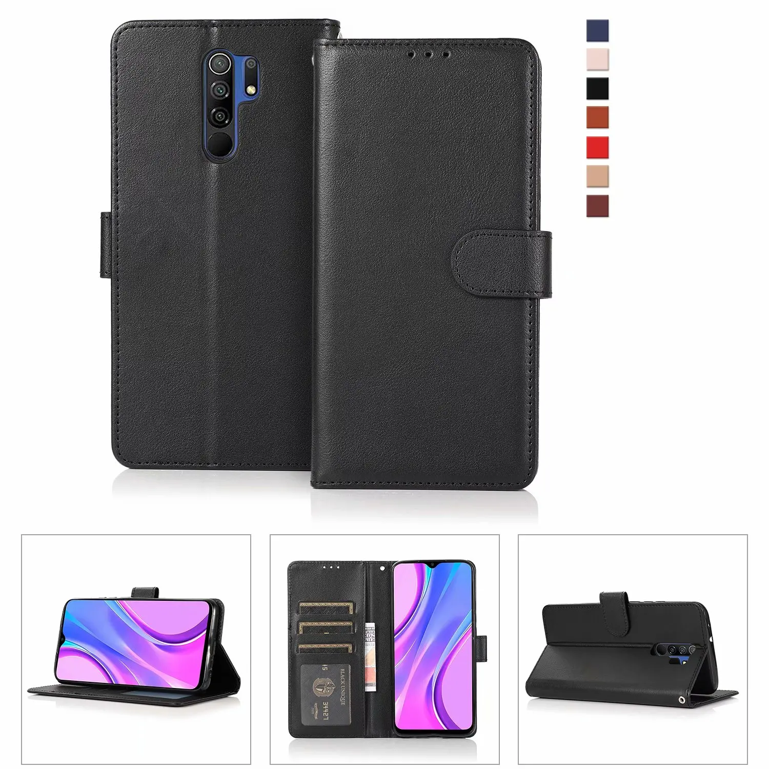 Откидной Чехол-бумажник для Xiaomi Redmi Note 9 8 7 6 5 Pro 9A 9C 8A 7A 6A 5A 4A 4X 5 Plus Pocophone F1, кожаный защитный чехол