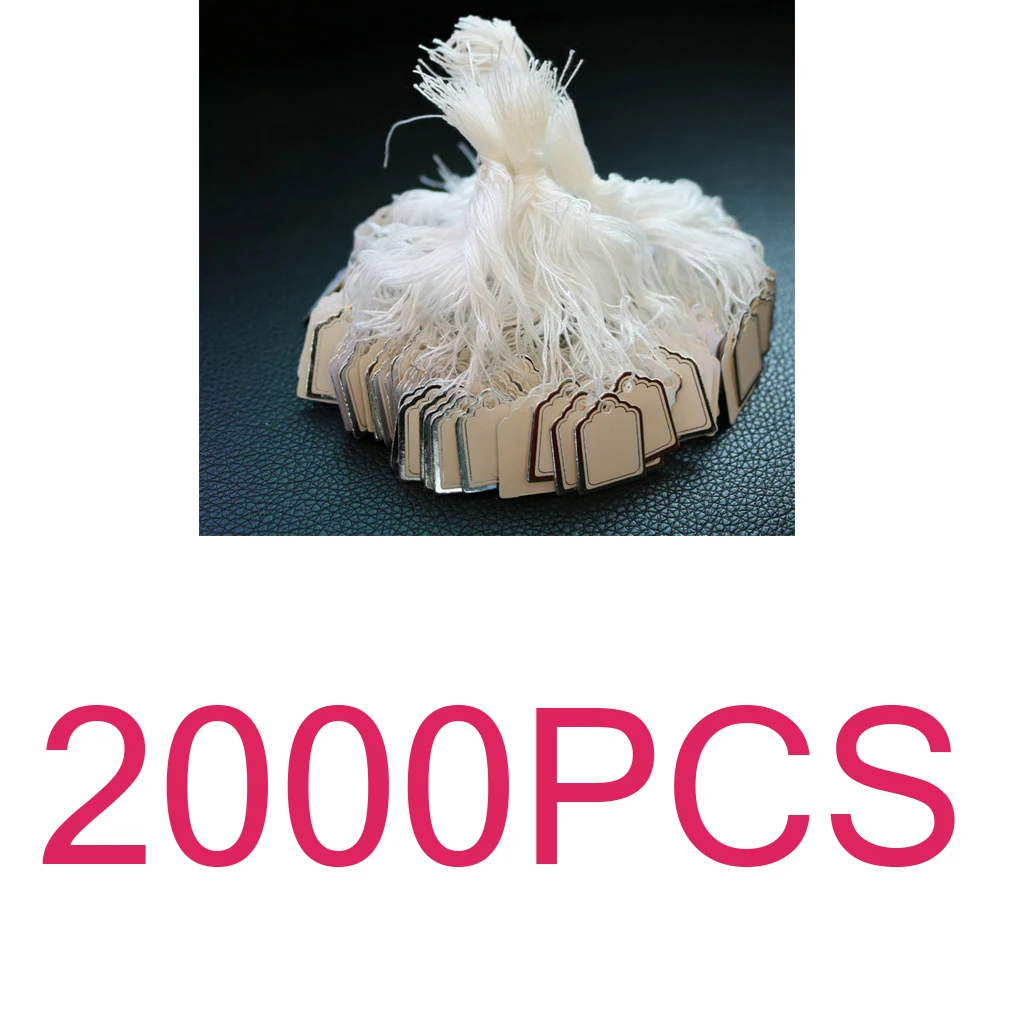 2000 шт. белый ярлыки со строкой маркировки нанизанные теги записываемый метки Дисплей этикетка для Ювелирные изделия Костюмы, 24x18 мм