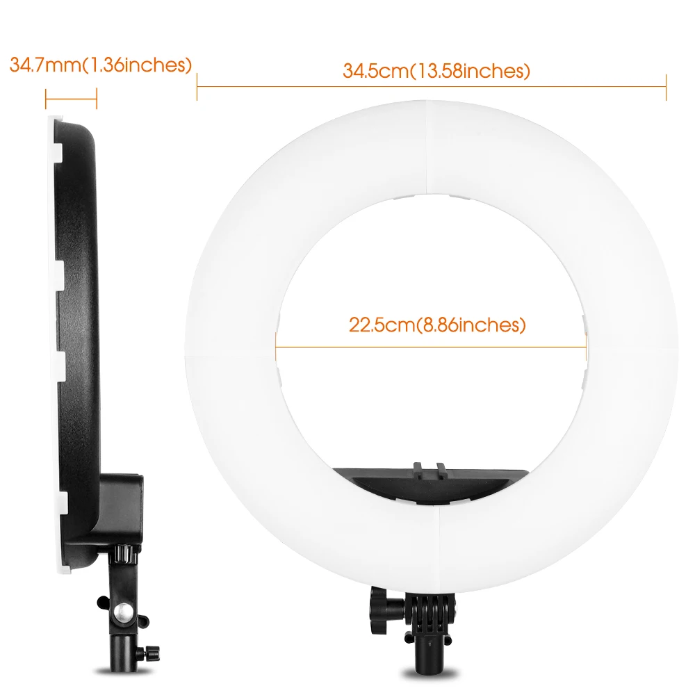 SPASH RL-12A LED Ring Light Photography Lighting Bi-color 3200K 5500K CRI90 Ring Lamps for Vlog Camera Youtube Photo Lamp 14inch 6