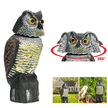 

Owl Decoy 360 Degree Rotate Head Sound Shadow Control Repel Pest Crow Scarecrow Voice-activated Simulation Owl