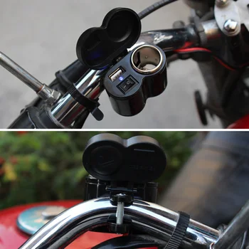 

New 12V-24V Motorcycle Scooter Handlebar USB Charger Waterproof Cigarette Lighter Socket Plug Moto Accessories