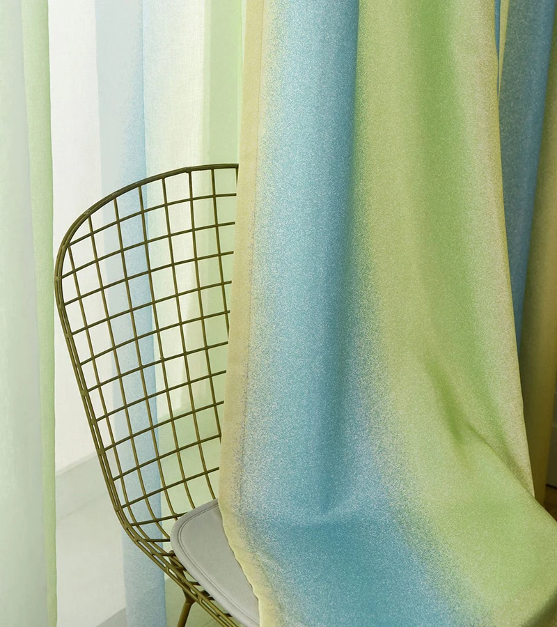 Modern Strips English Alphabet Curtains for Living Room Bedroom Blackout Finished Window Screen Green Red Curtain Fabric