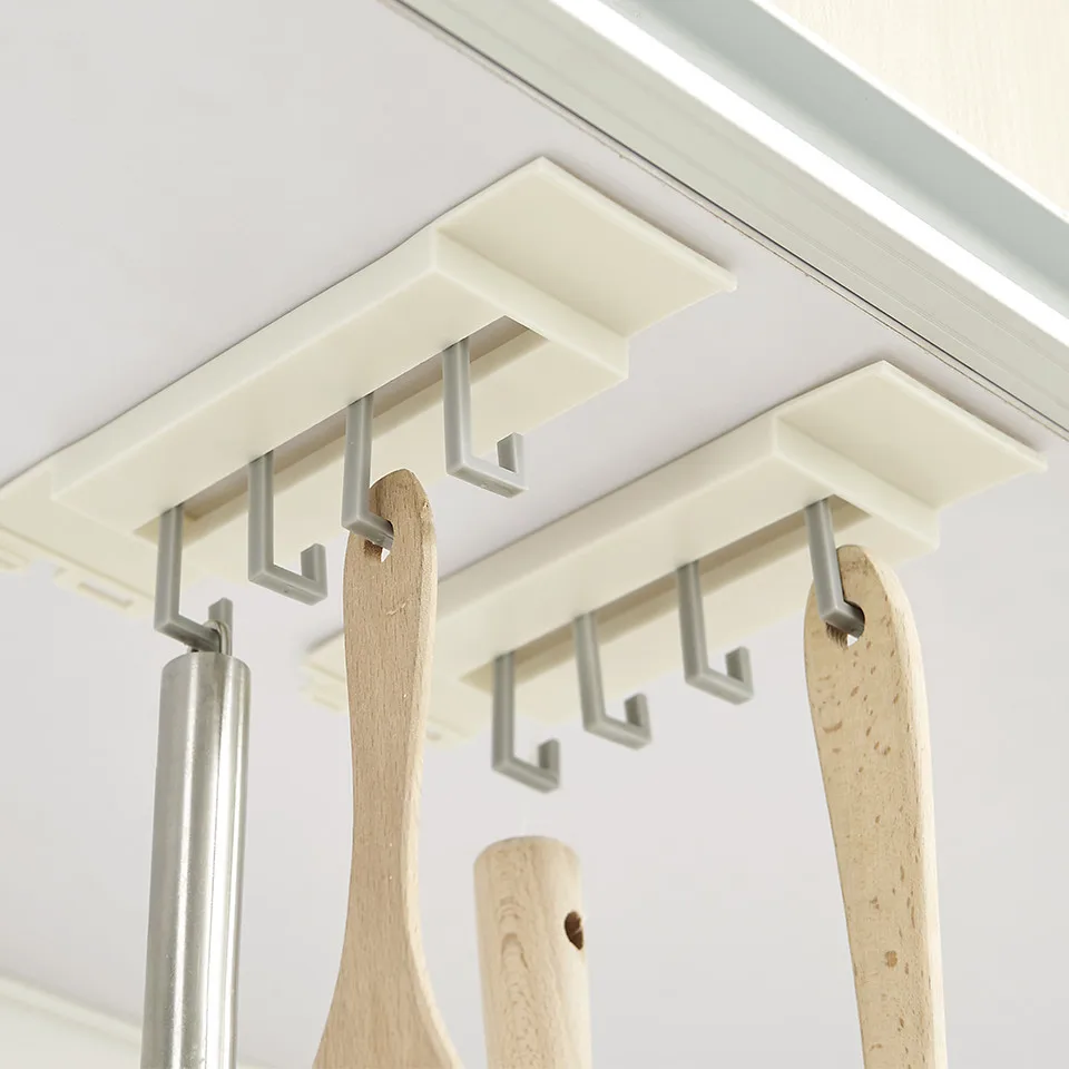 Practical 8 Hooks Cup Holder Hang Under Shelf Organiser Hook