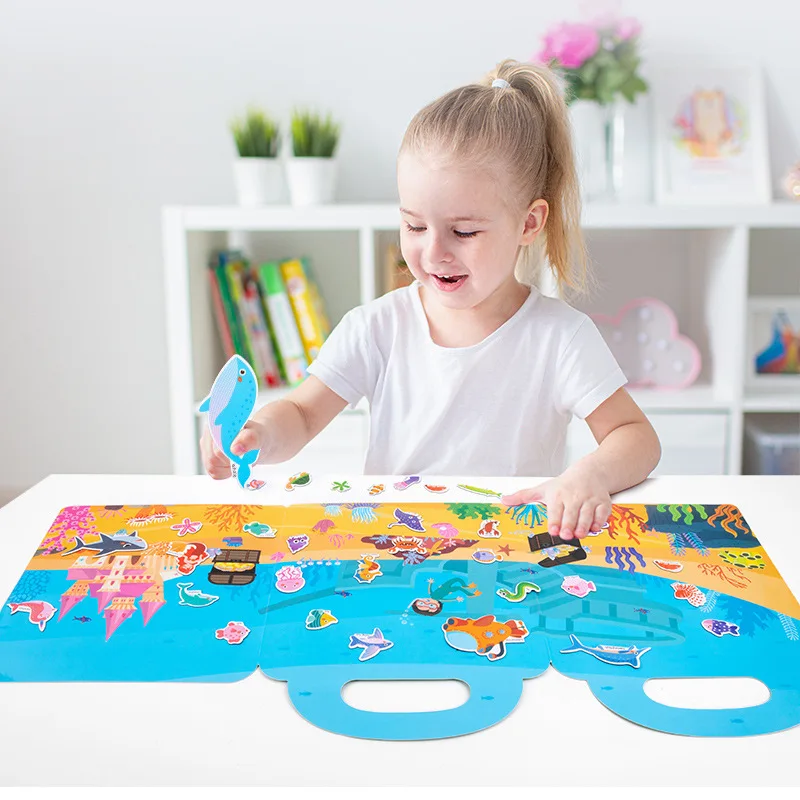 Magnetic Puzzles Baby Books Kids Toys Montessori Materials Magnets Stickers Puzzle  Educational Toys For Children Learning Toys