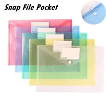

2022 A4 Colorful Convenient Snap File Bag PP Transparent Data File Storage Office Stationery Student Learning Tools