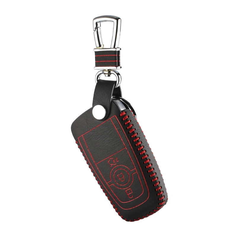 Luckeasy Топ Кожаный чехол для ключей mondeo ecoboost 3/4 Кнопка Ключа автомобиля key2s - Название цвета: Красный
