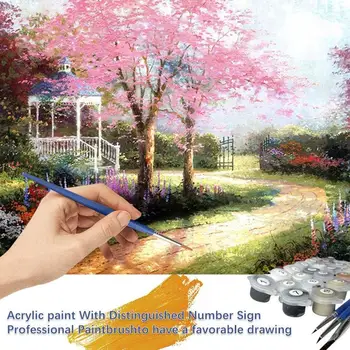 

Oil Paint by Numbers Kits Colorful DIY Oil Painting For Kid Adult Beginner Relax Toys Number Painting with Brushes Home Decor