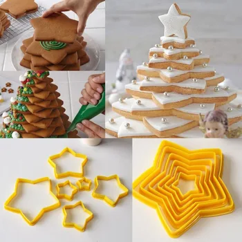 

6pcs/Lot 3D Christmas Cookie Cutter Five-pointed Star Baking Fondant Cookie Cake Mold