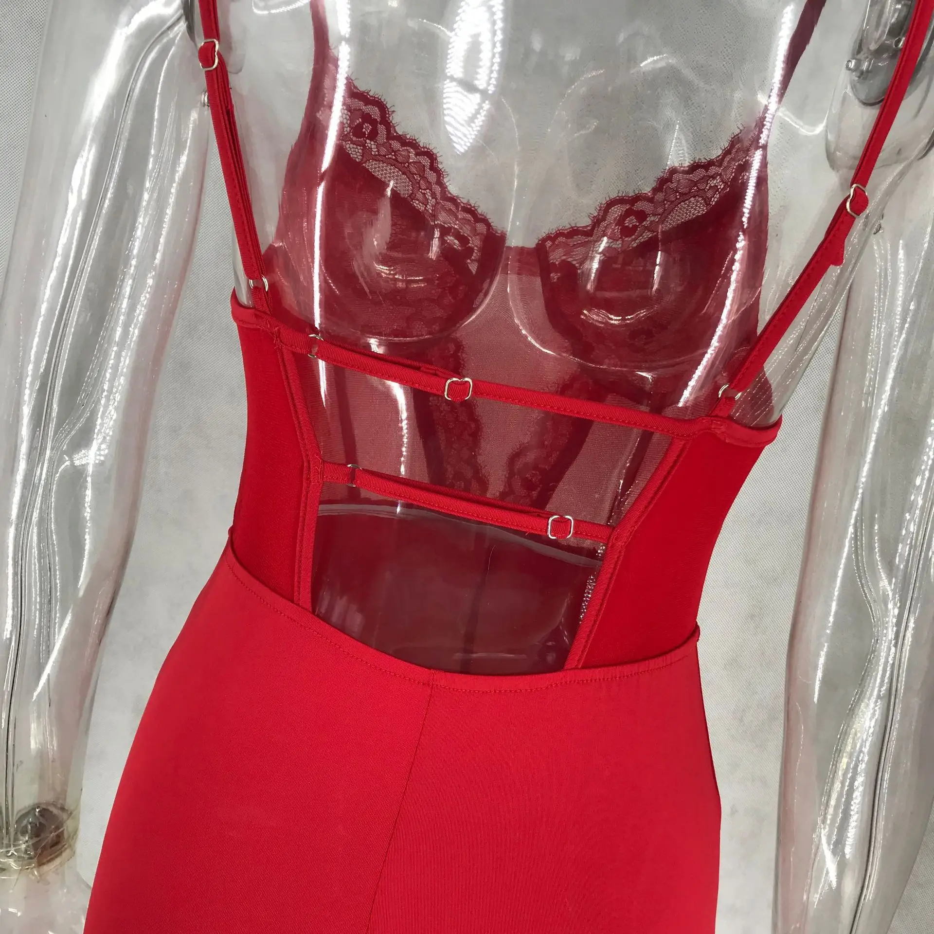 New Lace Patchwork Sexy Spaghetti Strap Jumpsuits Women Off Shoulder Sleeveless Elegant Bodycon Bandage Party Short Playsuits