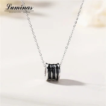 

Luminas authentic 925 sterling silver DIY black drip glaze small wild waist necklace ladies natural lucky jewelry pendant charm