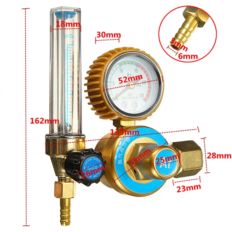 Металл и резина аргон CO2 счетчик регулятор расхода газа сварочный манометр предохранительный клапан долговечное качество