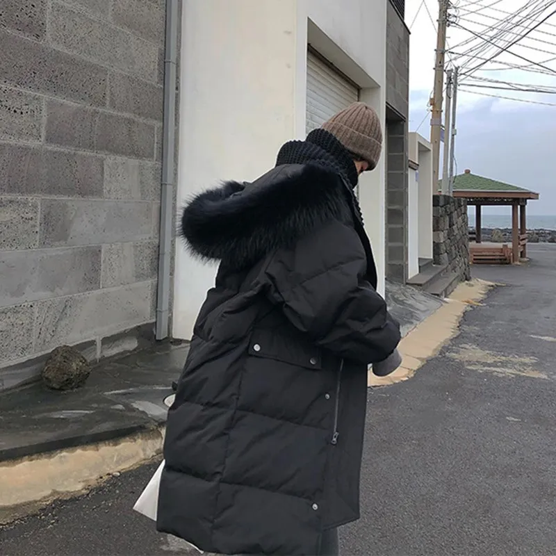 

Dongdaemun over-the-Knee Cotton Coat Women's Winter Network hong yu rong Cotton-padded Jacket Slimming Students Short-height Mid