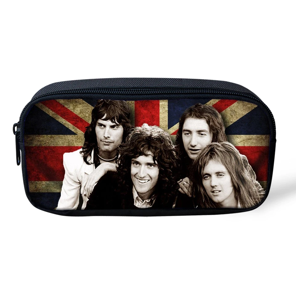 HaoYun Fashion Pencil Case Queen Band Printing Primary Students Pen Bags Cool Band Designer Women's Travel Organise Beauticans