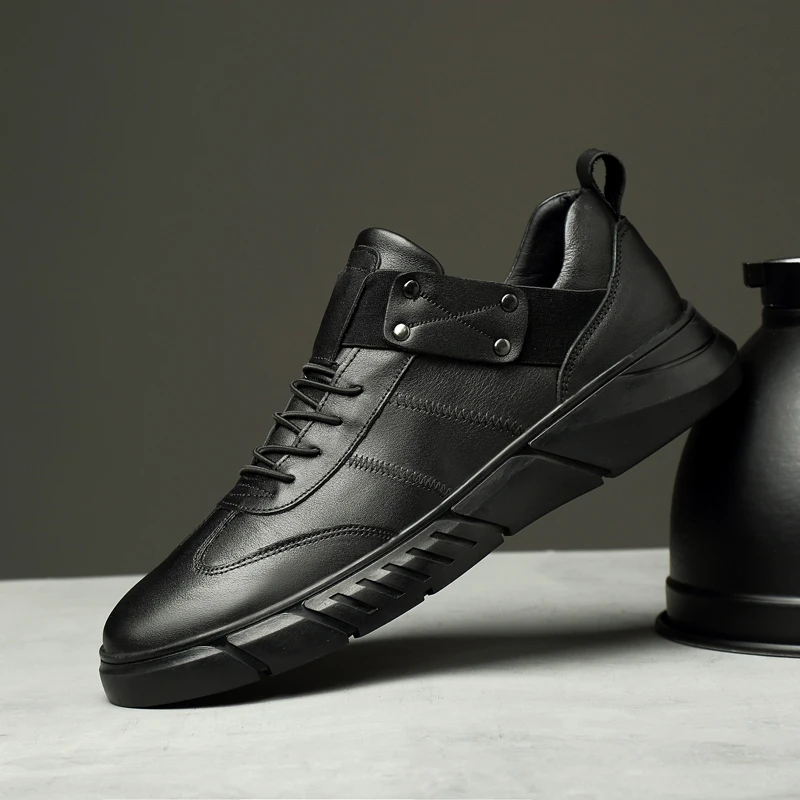 

Men's shoes autumn new high-top shoes leather men's casual shoes Korean version of the trend of black shoes men