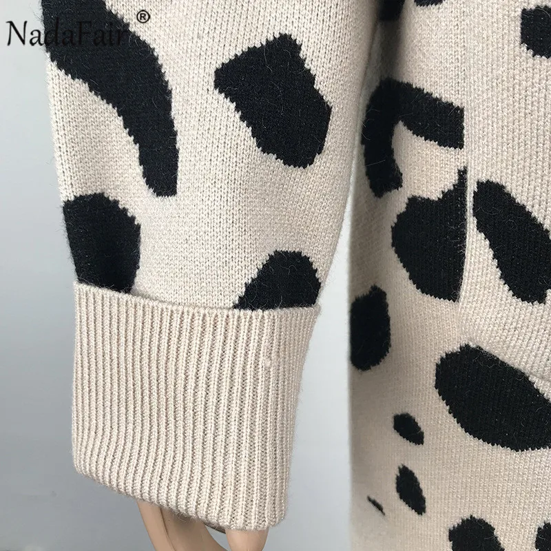 Nadafair, Леопардовый длинный кардиган, Повседневный, свободный, зимний, более размера d, вязаный кардиган для женщин, плюс размер, вязаный, длинный свитер, пальто