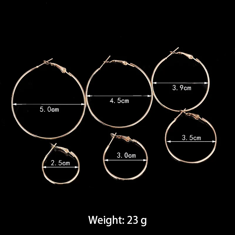 6 пар круглые/круглые большие серьги-кольца для женщин, серебряные серьги-кольца, набор золотых модных колец, женские украшения аксессуары