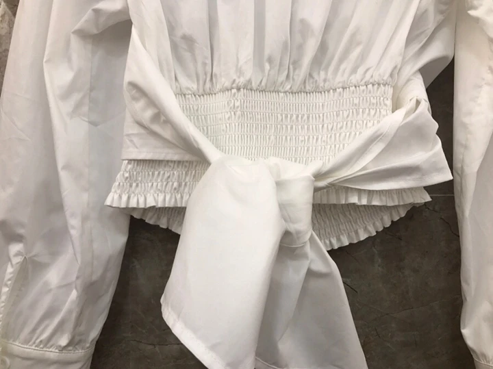 aww новые женские лацканы сзади узел галстук украшение крест сплошной цвет длинный рукав Топ 1017