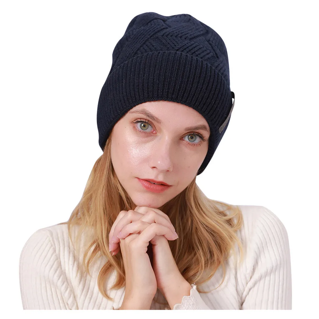 Womail, вязанная унисекс шапка бини, модная Осенняя зимняя теплая шапка для мужчин и женщин, одноцветная повседневная шерстяная мягкая Лыжная шапка с черепом, верхняя одежда 821 - Цвет: BK