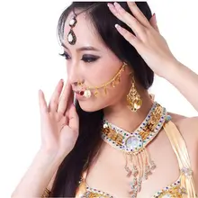 2 шт. золотые кольца для танца живота с цепочкой монета клипсы с кистями на застежке