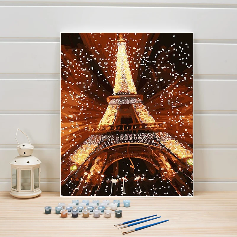 

Draw Picture By Numbers Paris Tower Scenery DIY Paint Acrylic On Canvas Painting Kit Hand-painted Wall Art For Living Room Adult