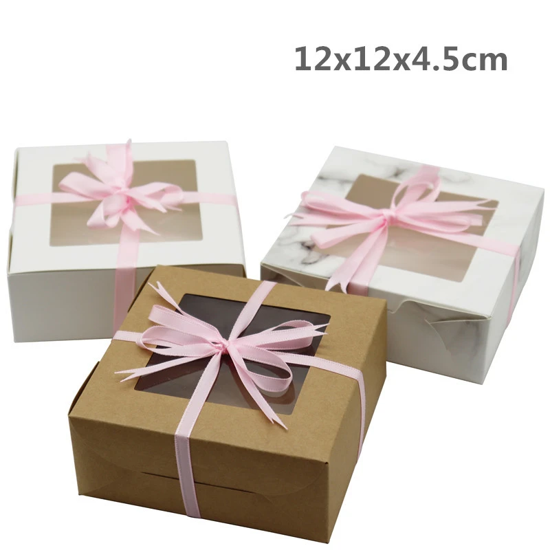 50Pcs 12x12x4.5cm Gift Boxes Wedding/Birthday Party Small Cakes MustHave Packaging Paper Boxes