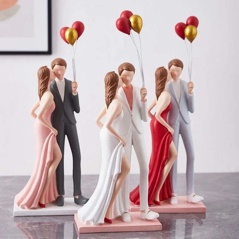 

Creative Romantic Wedding Gift Resin Sculpture Decoration Home Adornment Living Room Bedroom Balloon Couple Statue Ornaments