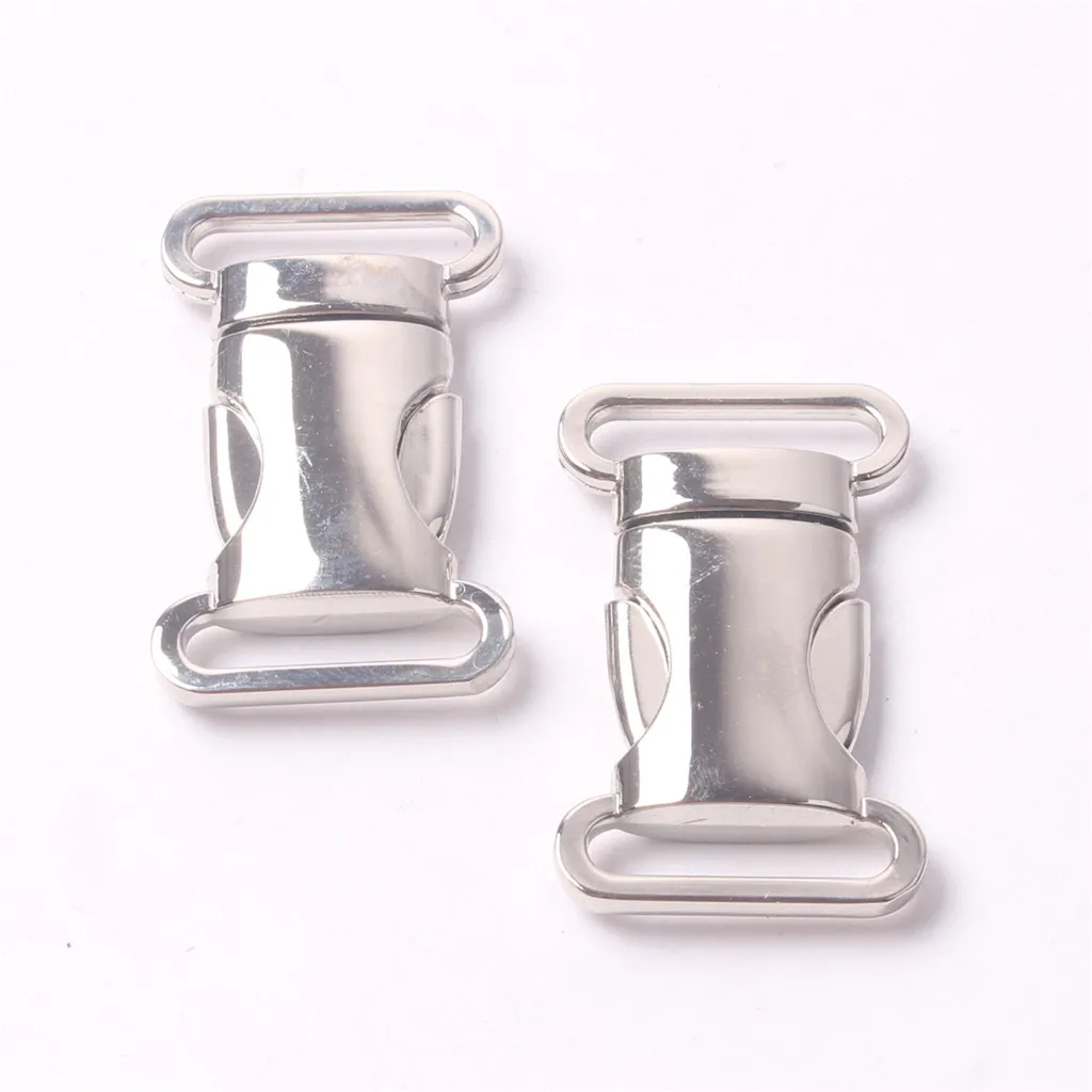 2 Pieces 20mm Metal Side Release Buckles for Paracord Bracelets Top Curved